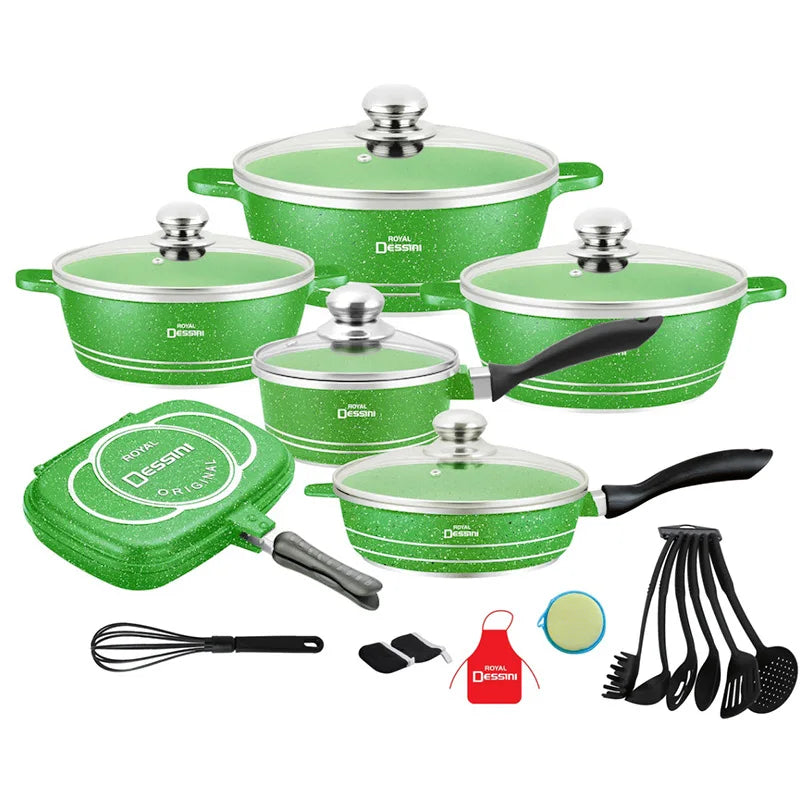 aluminum pot for home kitchen non-stick pot die-cast soup pot 23-piece cooking suit