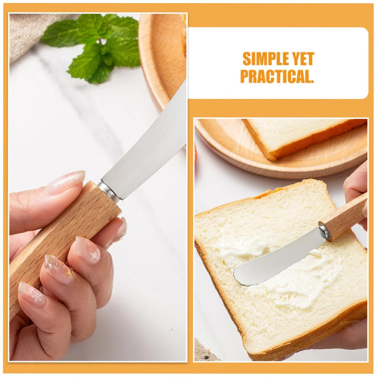 2/4/6 Pack Butter Spreader Knife, Stainless Steel Knife, Wood Handle,  Multipurpose Cheese Butter Spreader Knives for Kitchen