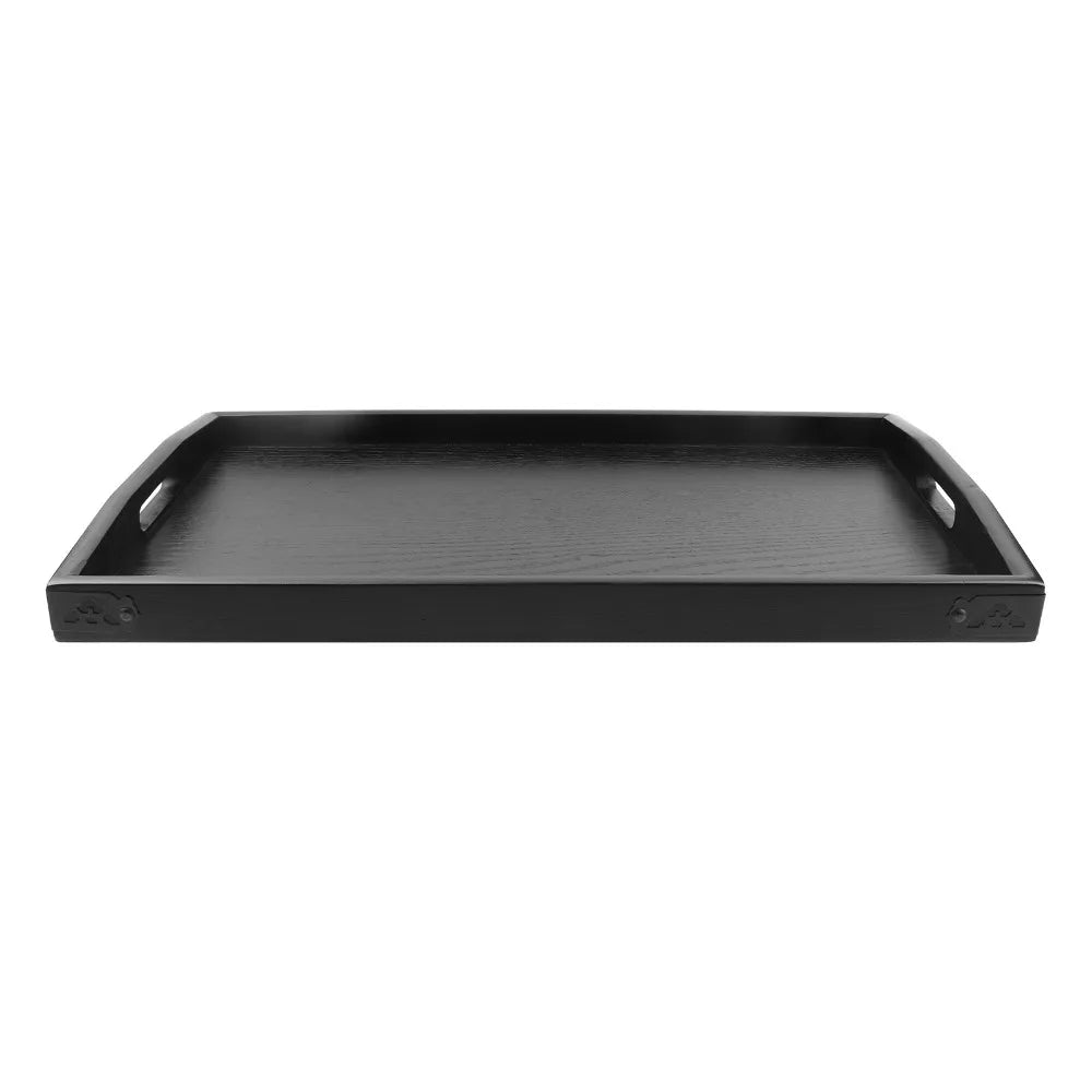 Large Size Wood Serving Tray Black Color With Handle Wooden Breakfast Tray Wood Material Rectangular Shape Tea Serving Tray
