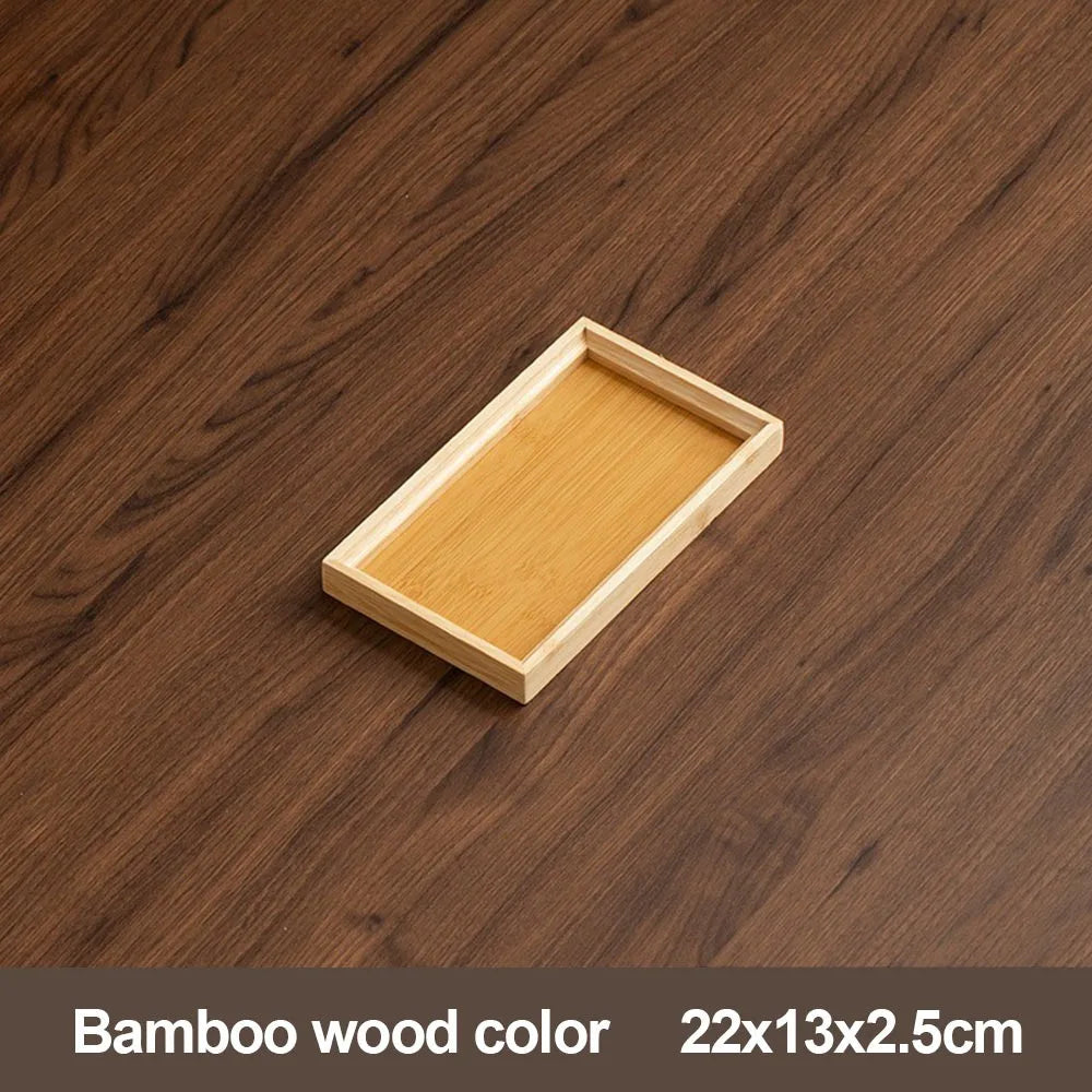 Decorate Tray Natural Bamboo Wooden Tray Rectangular Tea Food Tray Retro Style Serving Tray Useful Wooden Tray Kitchen
