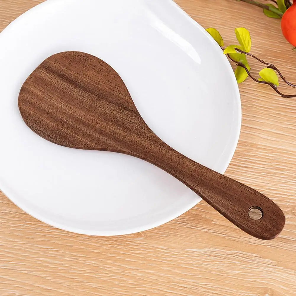 Walnut Wooden Kitchenware Long Handle Rice Scoop Tableware Heat Resistant Kitchen Tableware Tools For Cooking Eating