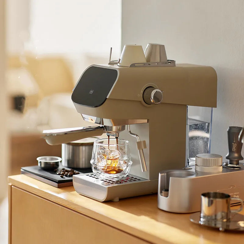 Compact Home Coffee Machine Semi-Automatic Espresso Maker with Steam Wand 15Bar Pressure for Rich Crema Perfect for Lattes