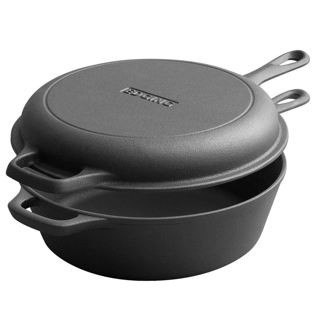 2-in-1 Pre-Seasoned Cast Iron Dutch Oven Pot 10" Deep Pot And Frying Pan For Cooking Baking Bread 3QT Skillet Cookware Set