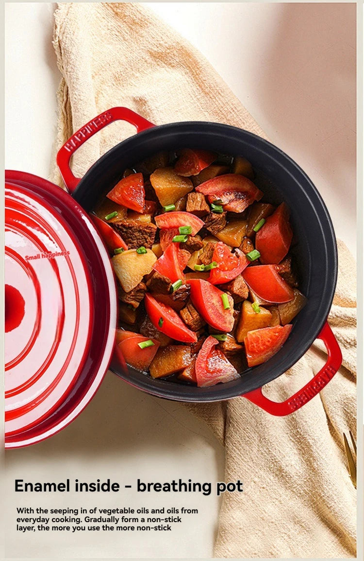 25cm Enameled Cast Iron Dutch Oven 4 Quart Heavy Casserole Dish For Sourdough Bread Baking And Stew Kitchen Nonstick Braised Pot