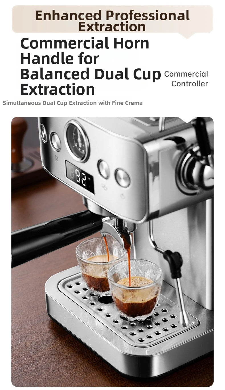 20Bar Semi-Automatic Espresso Machine - Compact Stainless Steel Coffee Maker with Steam Milk Frother for Home/Office, Italian