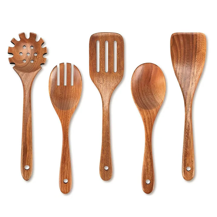 Best Wooden Spoons for Cooking Acacia Wooden Kitchen Utensils Set Smooth Non Toxic Wood Cooking Spatula Turner Serving Spoon