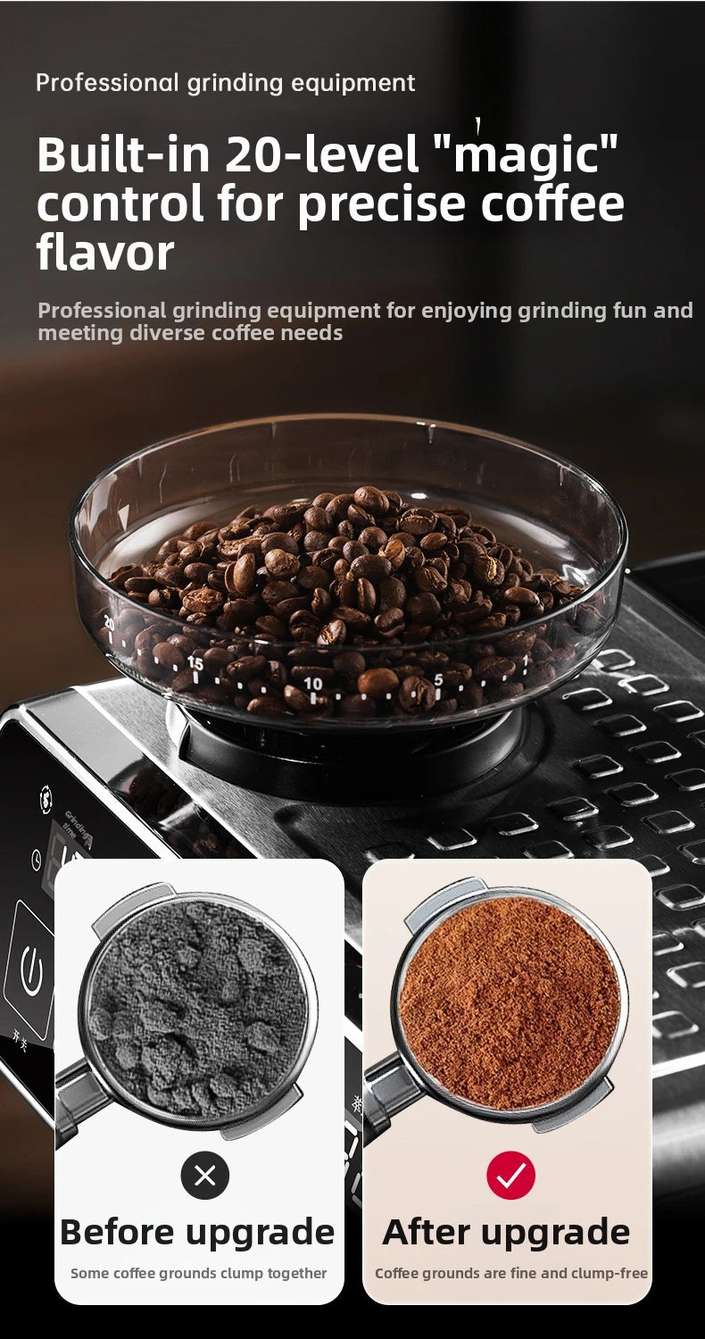 20Bar Espresso Machine with Milk Frother – Fully Automatic Coffee Maker, Built-in Grinder, Smart Touch Screen, for Home/Office
