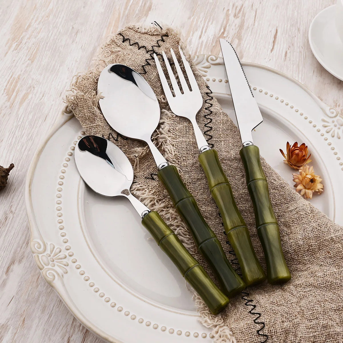 4Pcs Blue Silver Acrylic Handle Dinnerware Knife Fork Spoon Set Stainless Steels Cutlery Set Western Home Kitchen Flatware