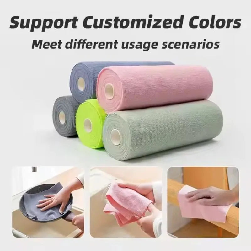 Disposable Dish Rag Roll 20pcs Microfiber Towels 20x20CM Cleaning Cloths Reusable Washable Towels Hand Tear Kitchen Wipes