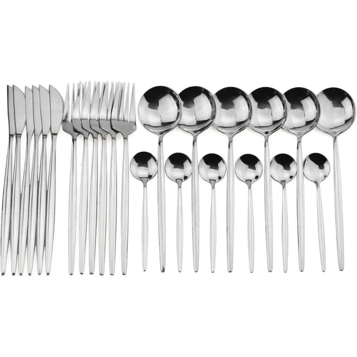 24 Pieces Flatware Cutlery Set Stainless Steel Tableware Dessert Tea Spoon Dishwasher Safe for Home Dining Room Kitchenware