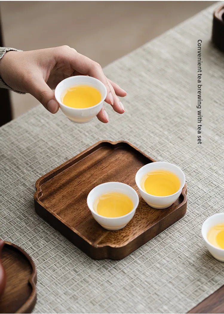 Chinese Style Walnut Wood Tea Tray Serving Plate Home Use  Wood Dry Pounding Table Tea Board Storage Wooden Tea Table Sn...