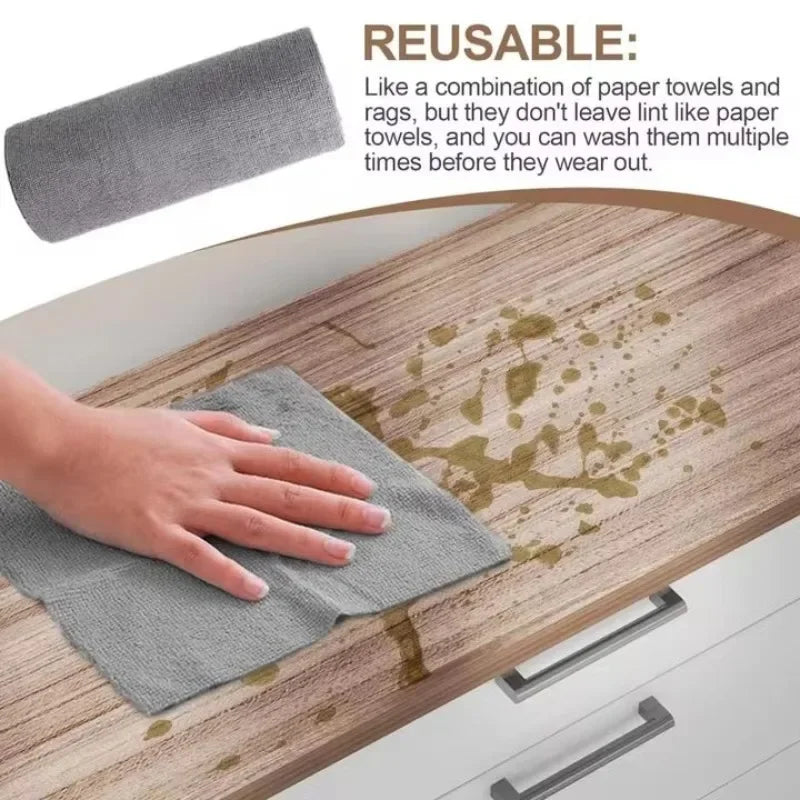 Disposable Dish Rag Roll 20pcs Microfiber Towels 20x20CM Cleaning Cloths Reusable Washable Towels Hand Tear Kitchen Wipes