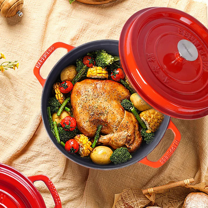 25cm Enameled Cast Iron Dutch Oven 4 Quart Heavy Casserole Dish For Sourdough Bread Baking And Stew Kitchen Nonstick Braised Pot