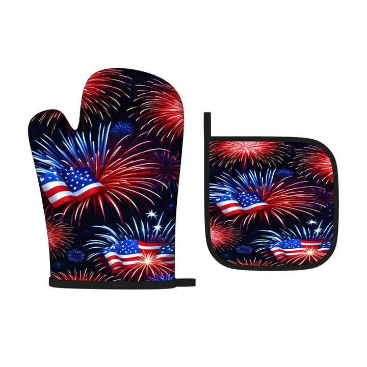 Independence Day artworks Oven Mitts and Pot Holders Set 2pcs Heat Resistant Kitchen Baking BBQ Gifts
