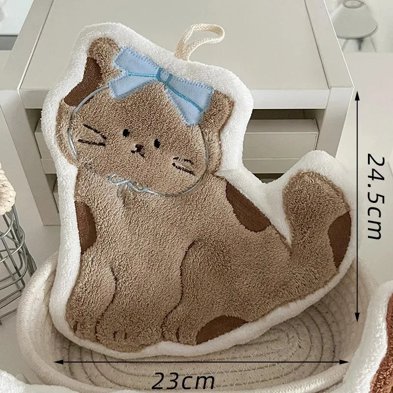 1pc Soft and Cute Cat Hand Towel Quick Drying Quick Drying Hanging Cute Cartoon Towel Household Kitchen and Bathroom Hand Towel