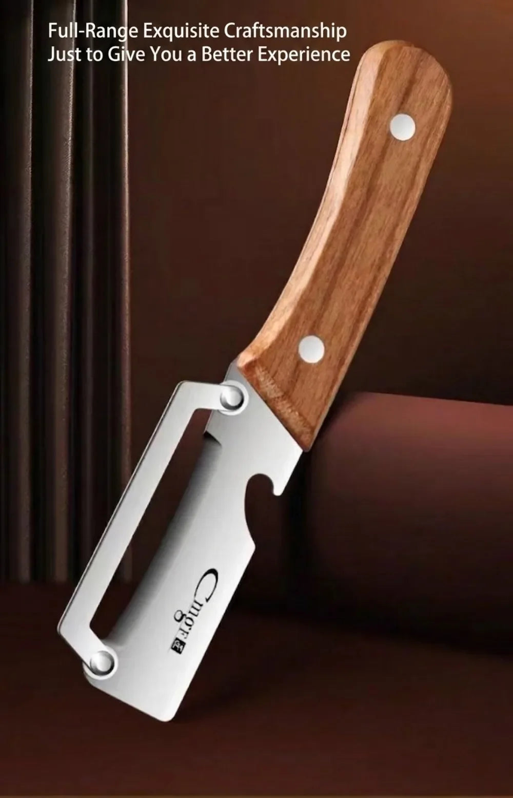 Premium 2-Piece Peeling Knife Set Ultra Sharp Stainless Steel Blade Wood Handle with Bottle Opener&Hanging Loop for Home Kitchen