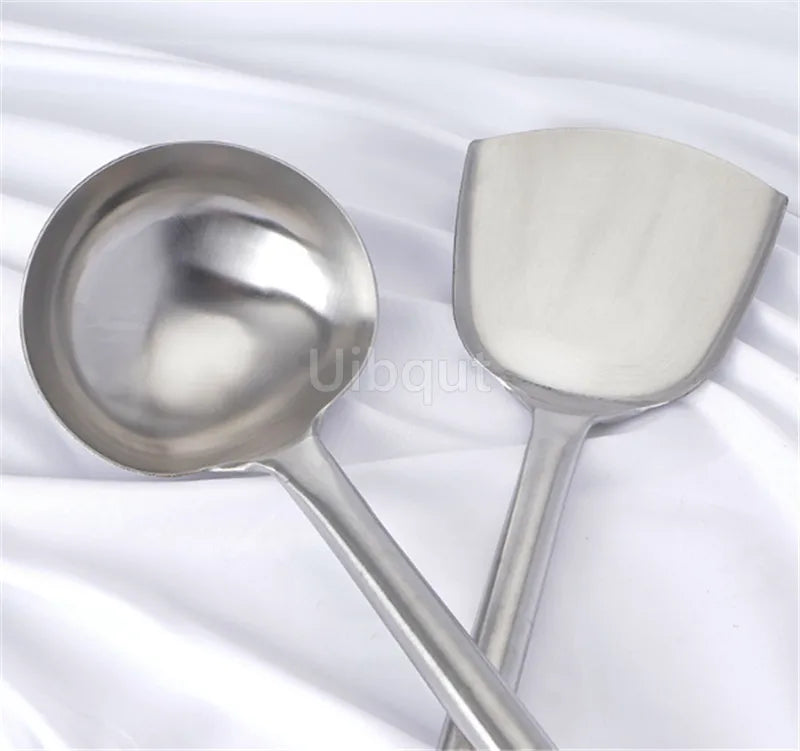 big long spatula shovel chef cooking cocina utensilios blade Kitchen Utensil Wooden Handle Stainless Steel Turner Soup Spoon wok