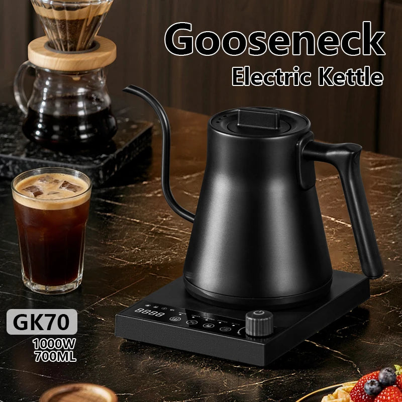700ML Electric Gooseneck Kettle 1000W Temperature Control Rapid Heating Smart Teapot Hand Drip Brew Coffee Tea Water Pot 220V