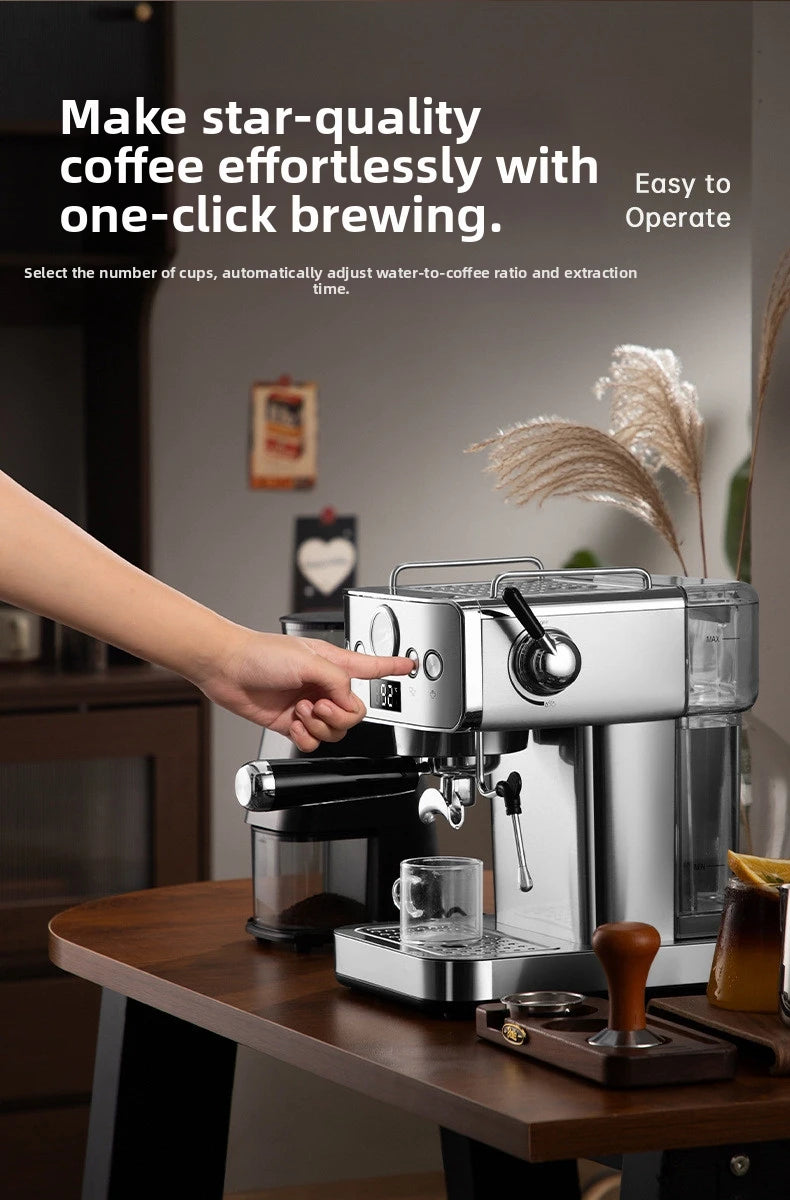 20Bar Semi-Automatic Espresso Machine - Compact Stainless Steel Coffee Maker with Steam Milk Frother for Home/Office, Italian