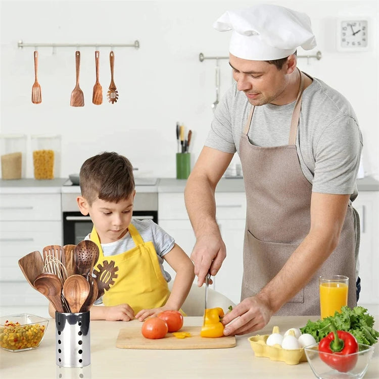 Best Wooden Spoons for Cooking Acacia Wooden Kitchen Utensils Set Smooth Non Toxic Wood Cooking Spatula Turner Serving Spoon