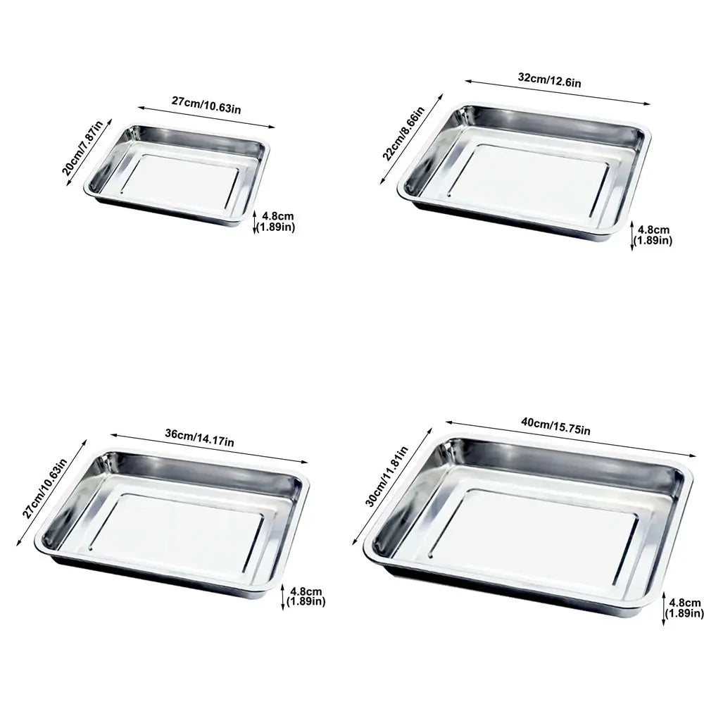 New Stainless Steel Tea Tray Rectangle Japanese Style Serving Plate Barbecue Plate Home Office