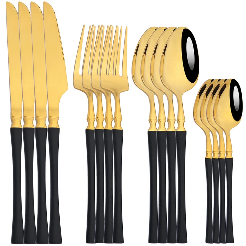 16pcs Dinnerware Set Stainless Steel Tableware Set Knife Fork Spoon Flatware Set Cutlery Set Knife Fork Spoon Tea Spoon