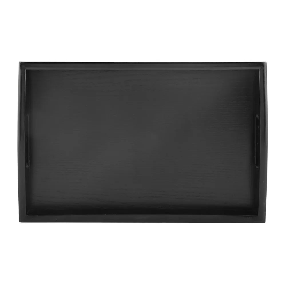 Large Size Wood Serving Tray Black Color With Handle Wooden Breakfast Tray Wood Material Rectangular Shape Tea Serving Tray