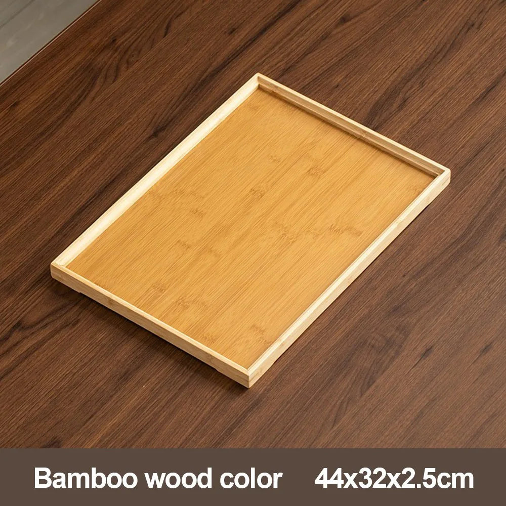 Decorate Tray Natural Bamboo Wooden Tray Rectangular Tea Food Tray Retro Style Serving Tray Useful Wooden Tray Kitchen