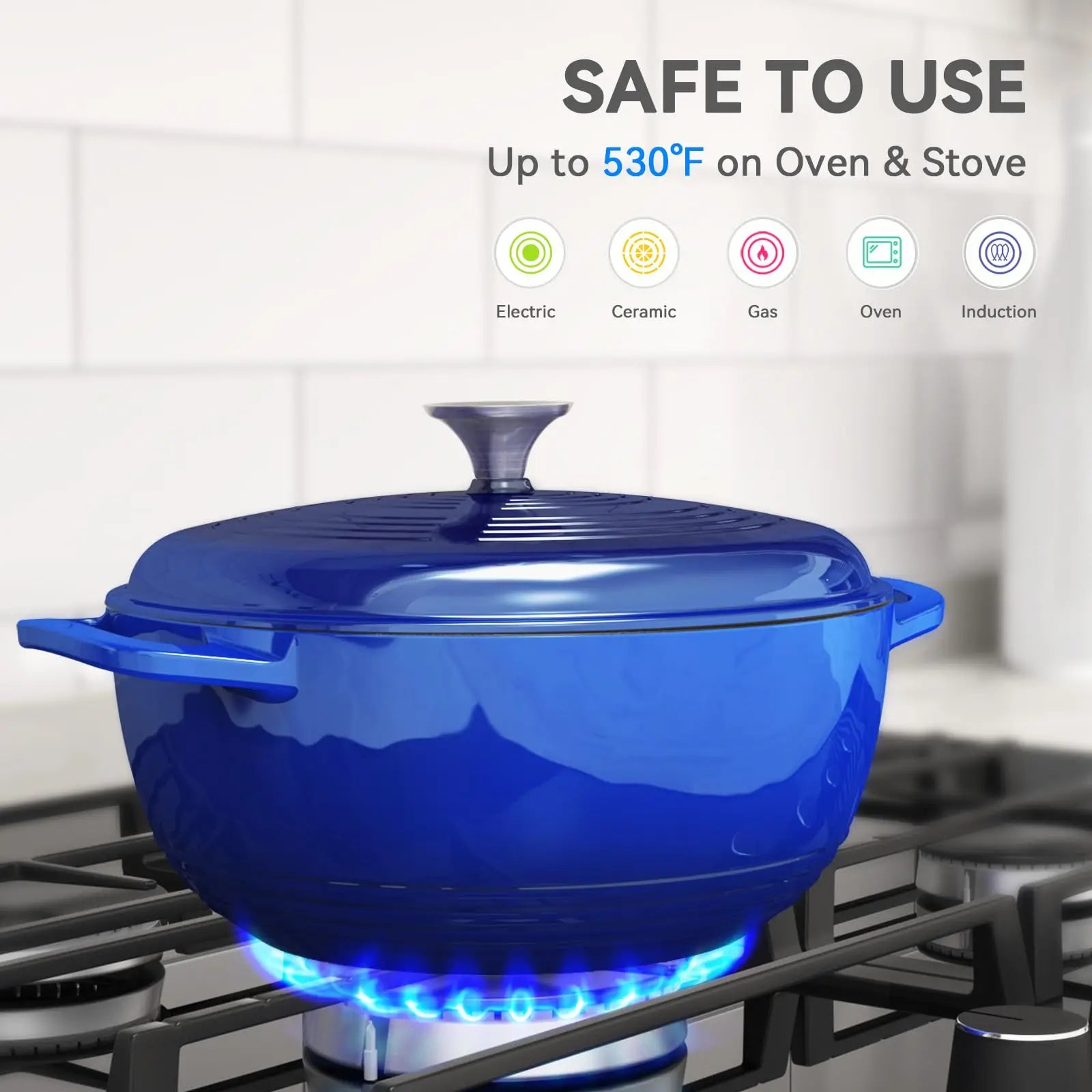 28cm Enameled Cast Iron Dutch Oven Dual Handles 6 Quart Stew Pot Use to Cook Bread Baking Soups Casserole Dish Oven Safe 500° F