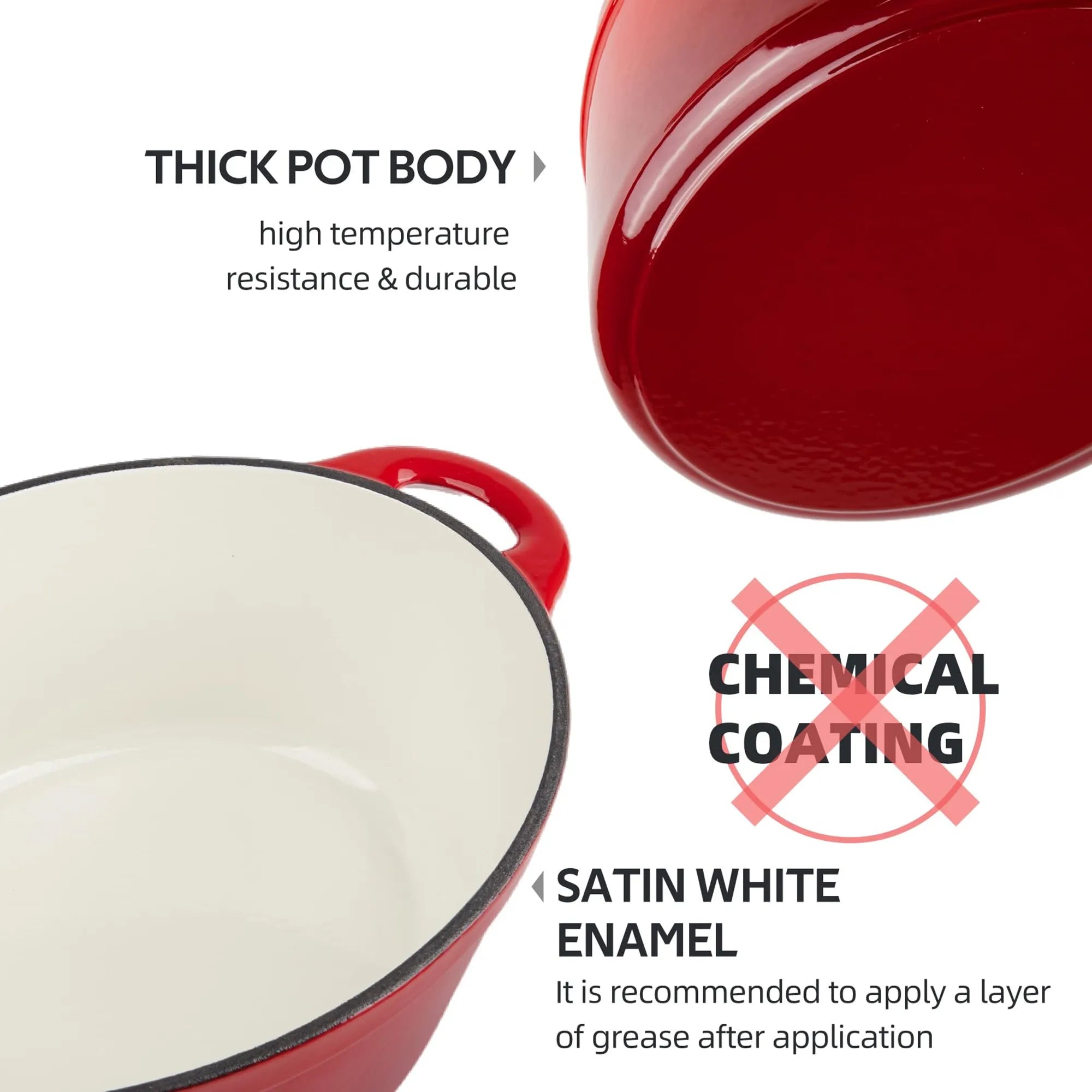 33cm Enameled Cast Iron Oval Dutch Oven for Braising Broiling Bread Baking 4L Saucepan Kitchen Utensil Cast Iron Casserole Dish