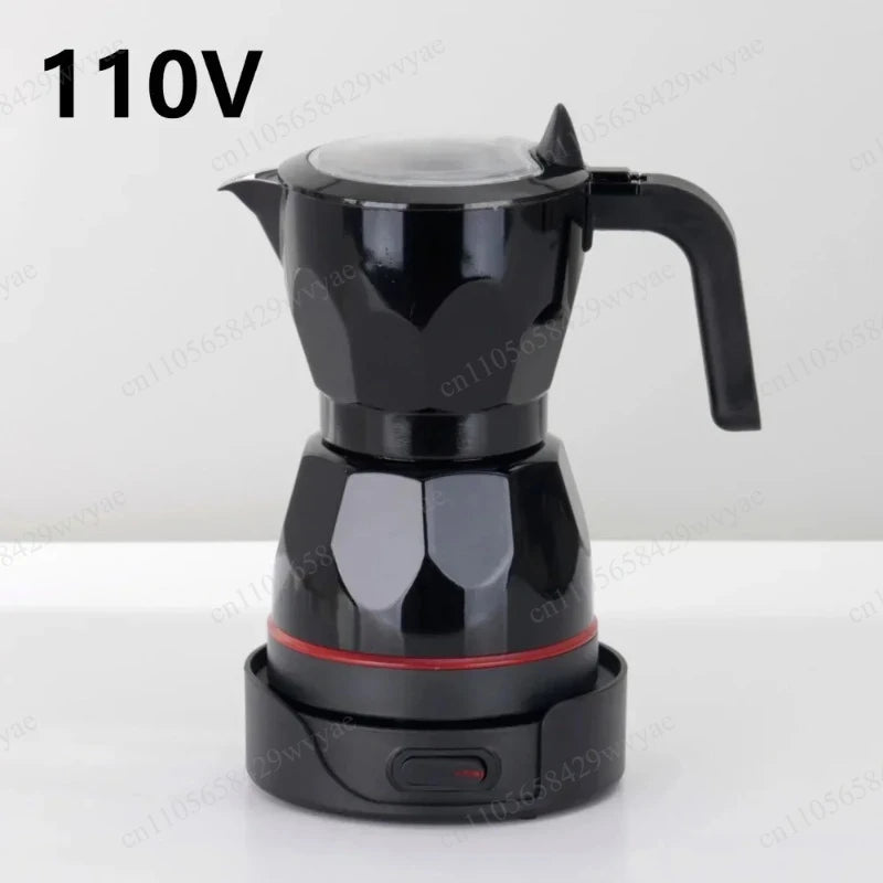 110V/220V Portable Transparent Aluminum Electric Moka Coffee Pot 150ml