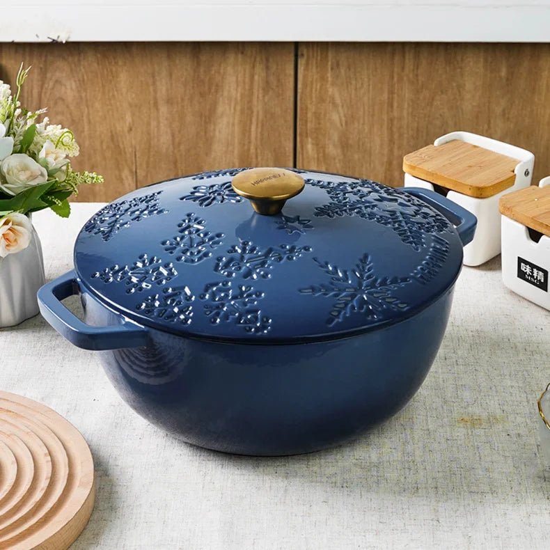 28cm Enameled Cast Iron Dutch Oven 6Qt Cast Iron Casserole Dish with Lid for Bread Baking And Stew Kitchen Cookware Braised Pot