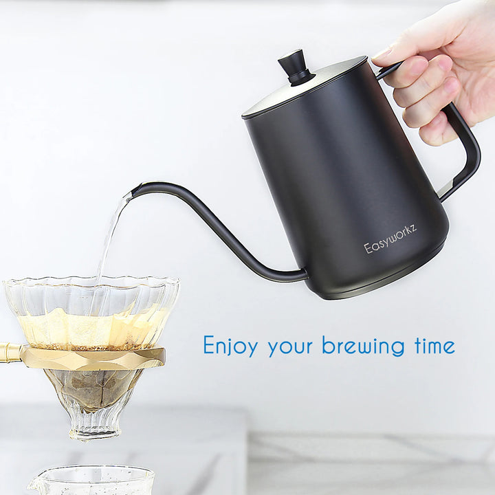 Easyworkz Gooseneck Pour Over Coffee Kettle 30 FL OZ / 900 ML Stainless Steel Hand Drip Coffee Pot with Long Narrow Spout