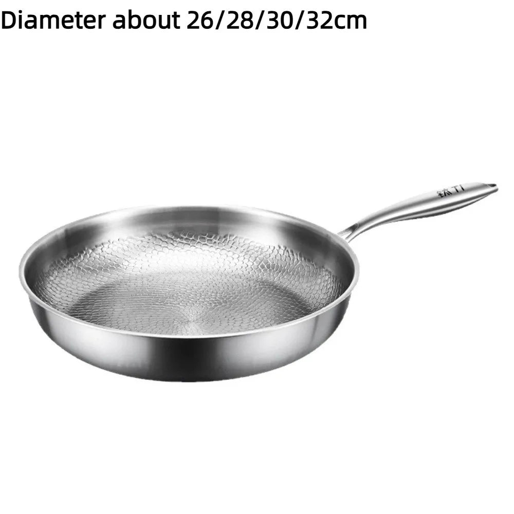 26/28/30/32cm Titanium Frying Pan Uncoated Non Stick Steak Frying Pan Thickened Fish Scale Hammer Pattern Kitchen Cookware