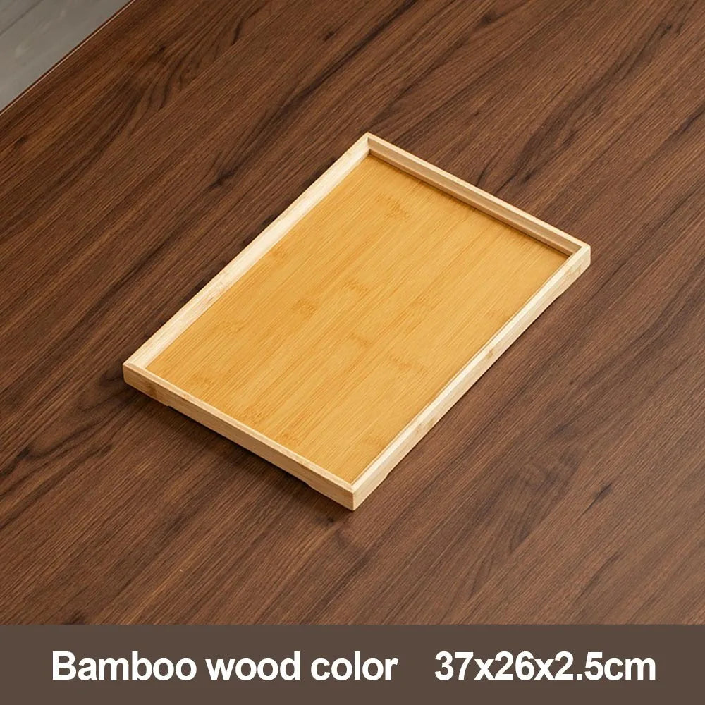 Decorate Tray Natural Bamboo Wooden Tray Rectangular Tea Food Tray Retro Style Serving Tray Useful Wooden Tray Kitchen