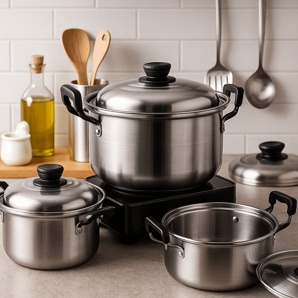 New 5pcs Stainless Steel Stock Pot Set with Lid Combination Series American Stock Pots Cookware Sets 16-24cm Deepen Soup Pot