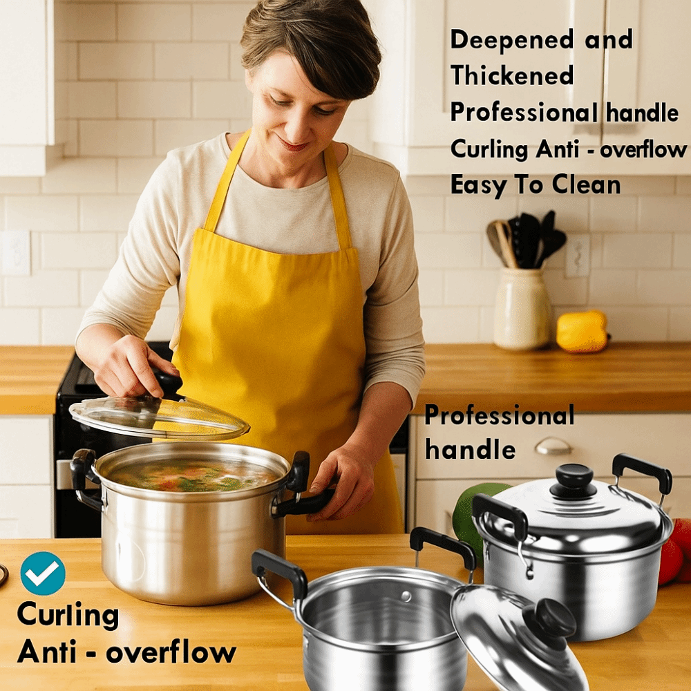 New 5pcs Stainless Steel Stock Pot Set with Lid Combination Series American Stock Pots Cookware Sets 16-24cm Deepen Soup Pot